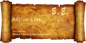 Bács Elek névjegykártya