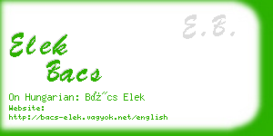 elek bacs business card